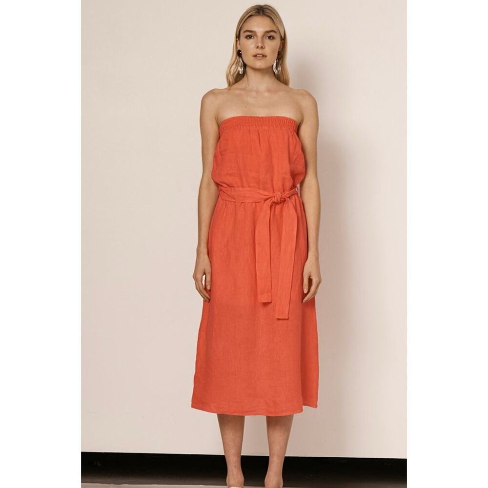 Revolve Krisa Strapless Midi Dress in Dune -‎ Size XS NWT